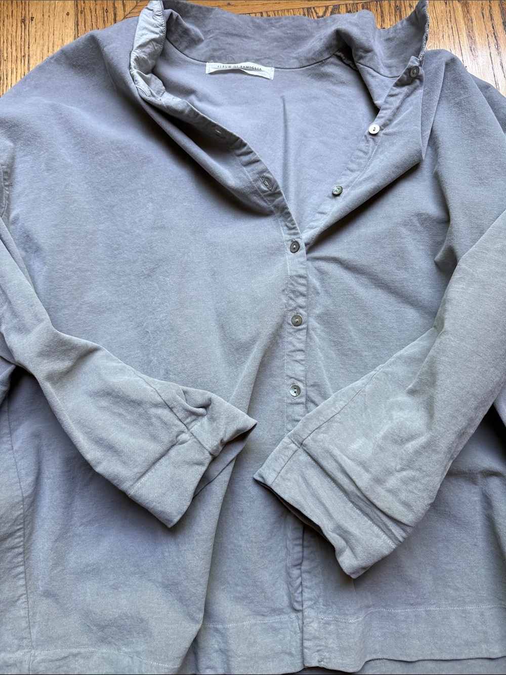 Light Gray Button-Front Women’s Blouse